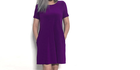 Short Sleeve A-Line Shift Dress with Pocket