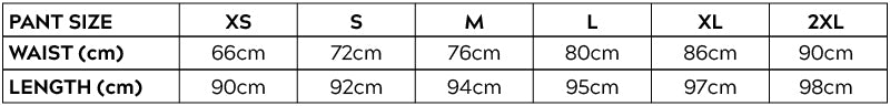 Women's Leggings Size Chart