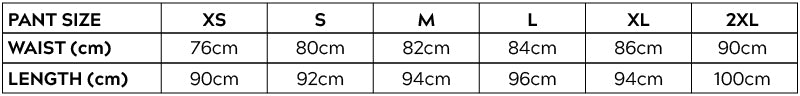 Palazzo Pants Size Chart