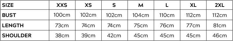 Women's Tuxedo Shirt Measurements