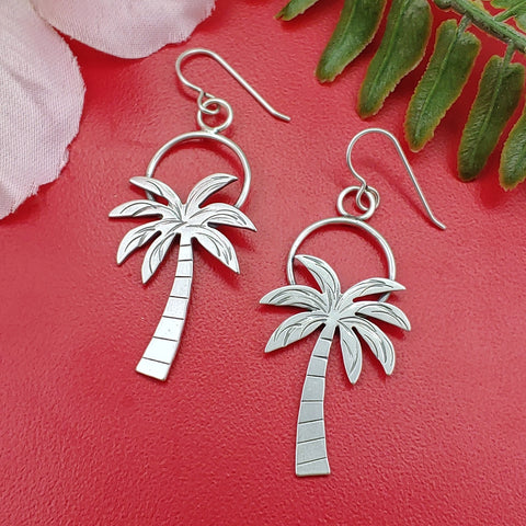 Sterling silver palm tree earrings