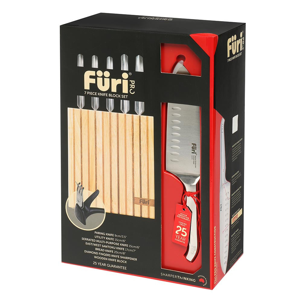 Furi Pro Wood Knife Block Set 7 Piece