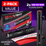 GearLight S50 UV Mini Flashlight [2 Pack]