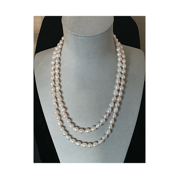 Antibes White Baroque Freshwater Pearl Necklace ~ Gold Clasp - Jean ...