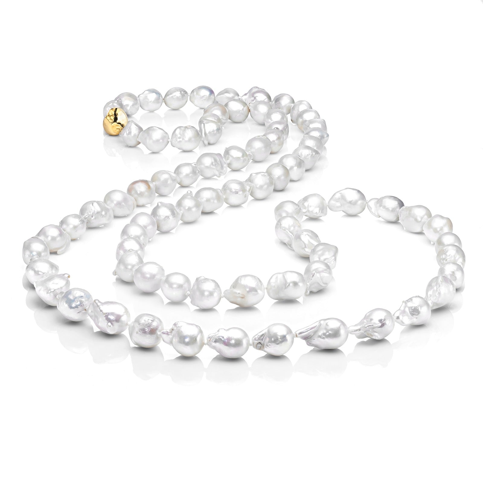 Les Trois Corniches Large White Baroque Freshwater Pearl Necklace ~ Go ...