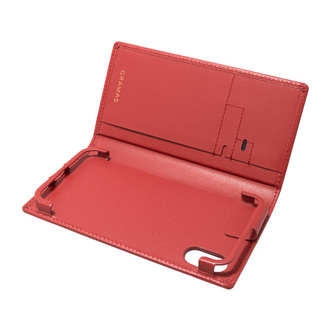 GRAMAS×Gadget mart 限定モデル Full Leather Case Red for iPhone XS / X SIMポケット付き