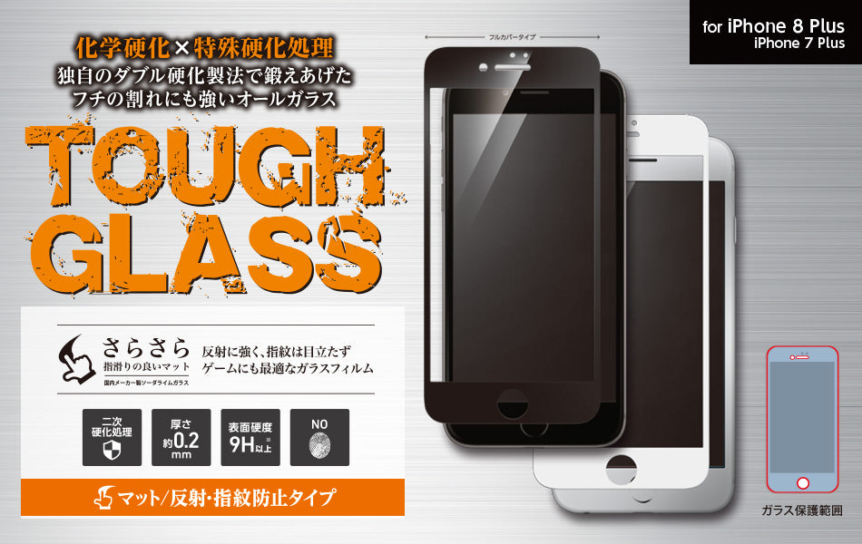 強化ガラスフィルム iPhone8Plus マット