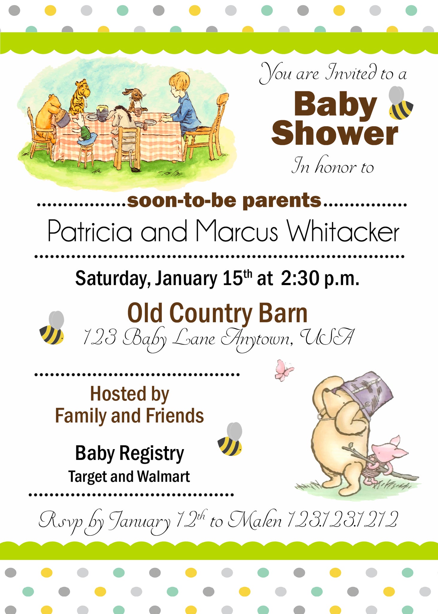 classic winnie the pooh invitations