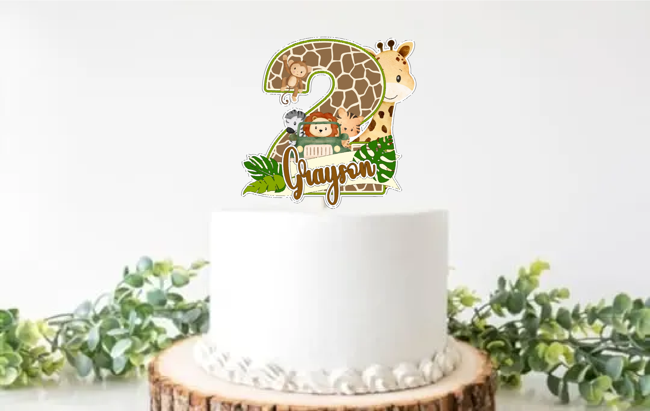 Wild and Thee Cake Topper Safari Animals Third Birthday 3rd Party Anim -  Design My Party Studio