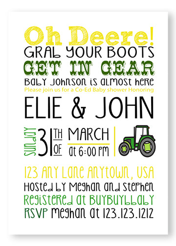 john deere baby shower invitation