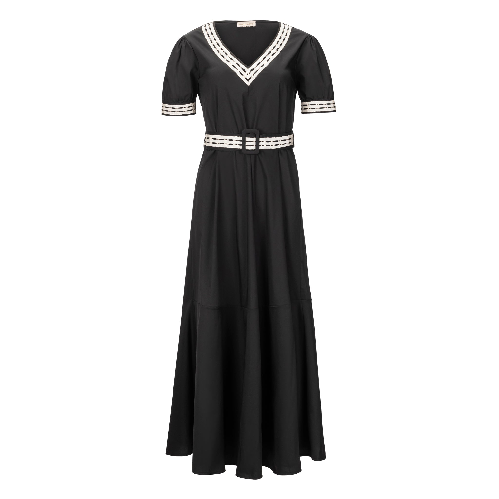 Purotatto Belted Summer Dress - Black Tiimeless Martha's Vineyard ...
