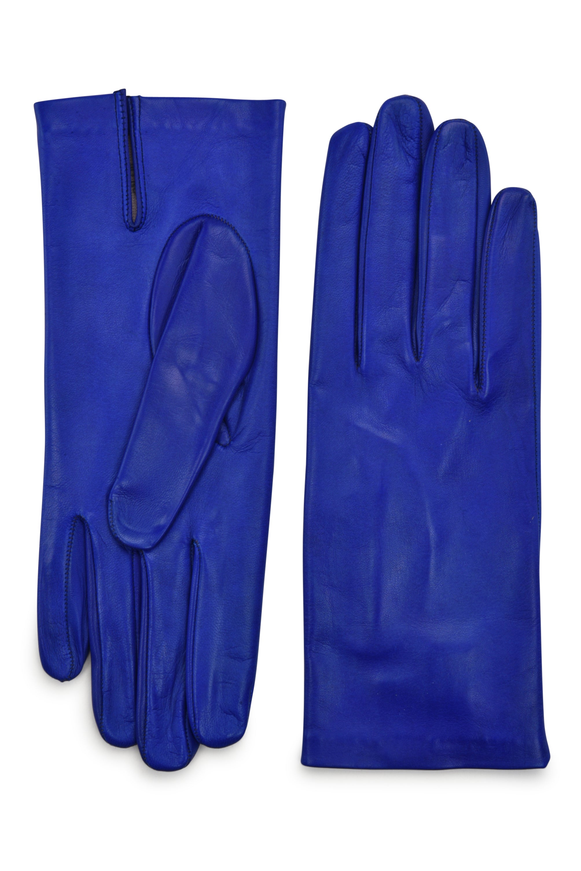 blue leather gloves