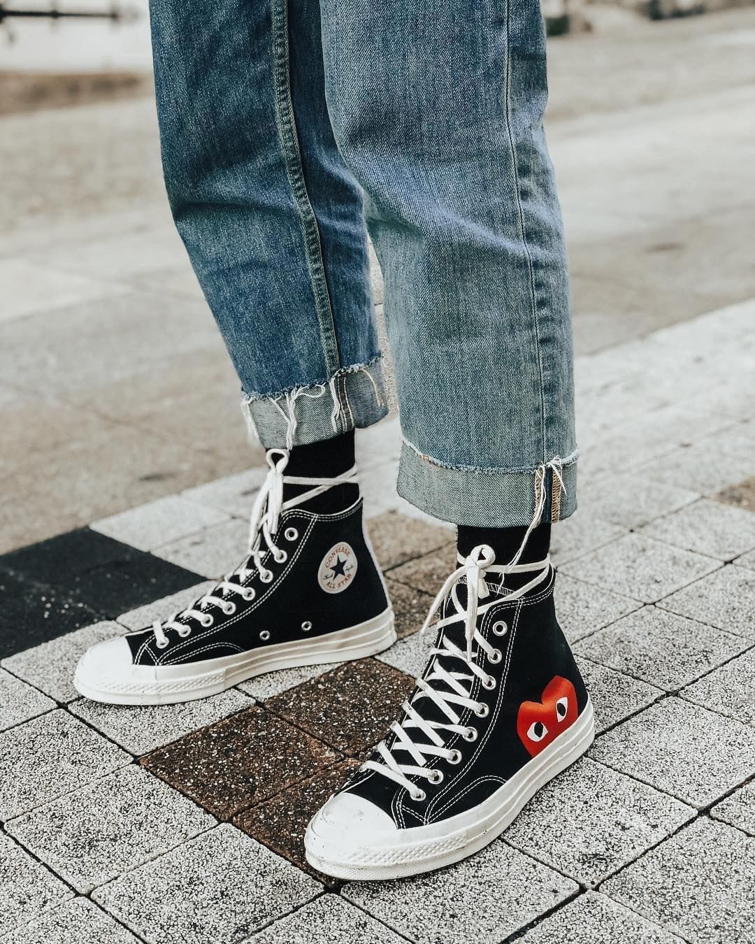 cdg converse high black