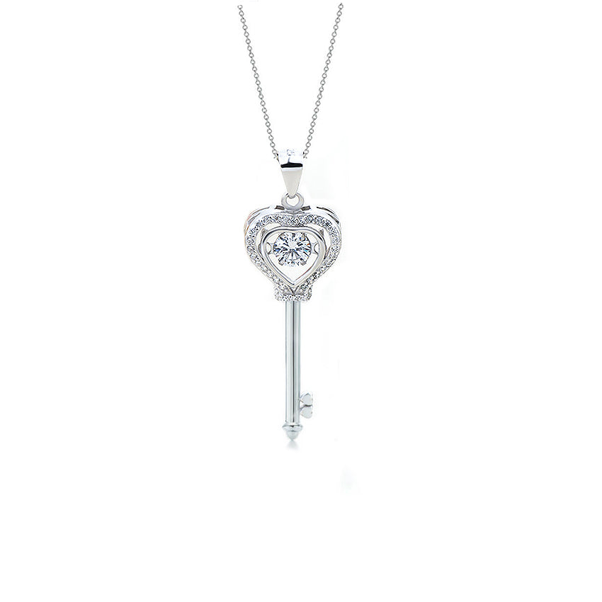 Moving Heart Key Pendant Sterling Silver Necklace – MyKay Jewelry