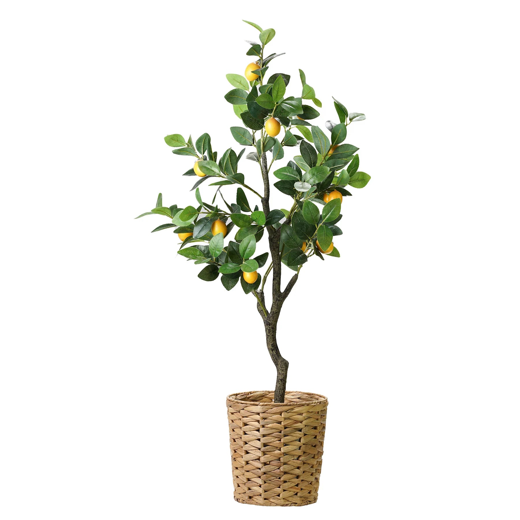 Artificial Lemon Tree in Water Hyacinth Woven Basket - 48