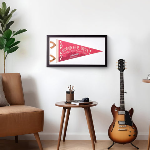 American Art Decor's Grand Ole Opry Printed Linen Pennant in Shadowbox Frame