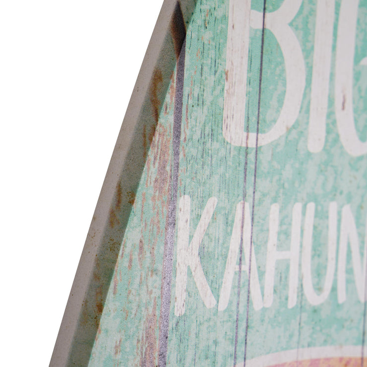 Big Kahuna Surf Club Shark Bite Wood Surfboard Plaque Wall Sign - 60"x15"