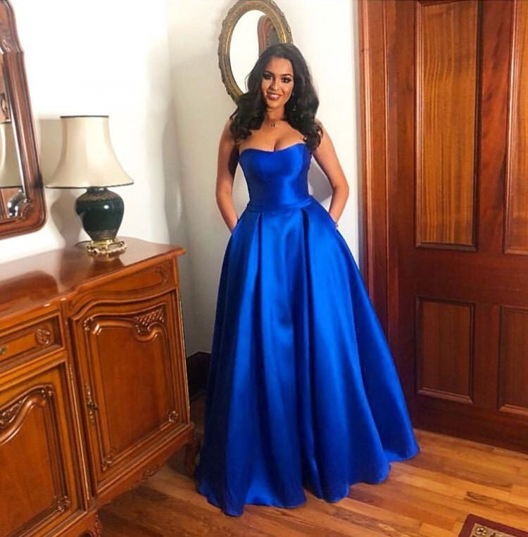 electric blue ball gown