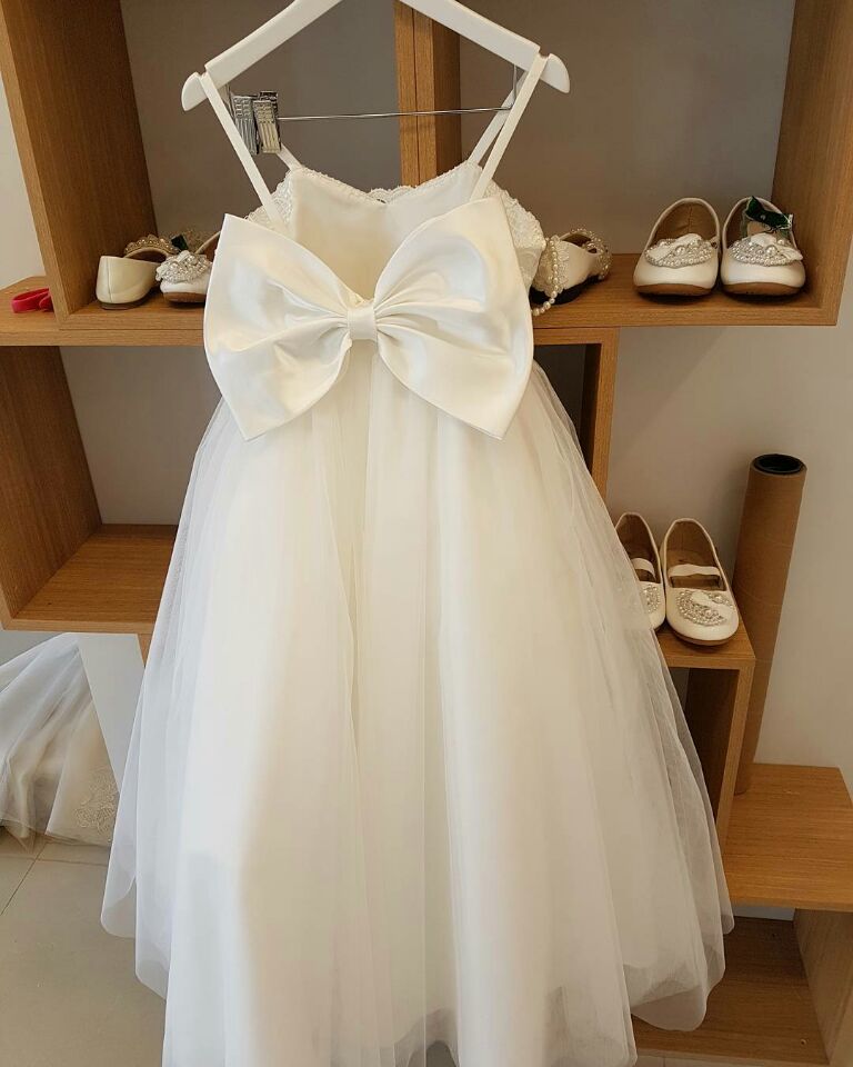 spaghetti strap flower girl dress