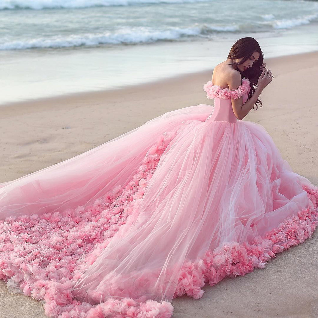pink quinceanera dresses with flowers