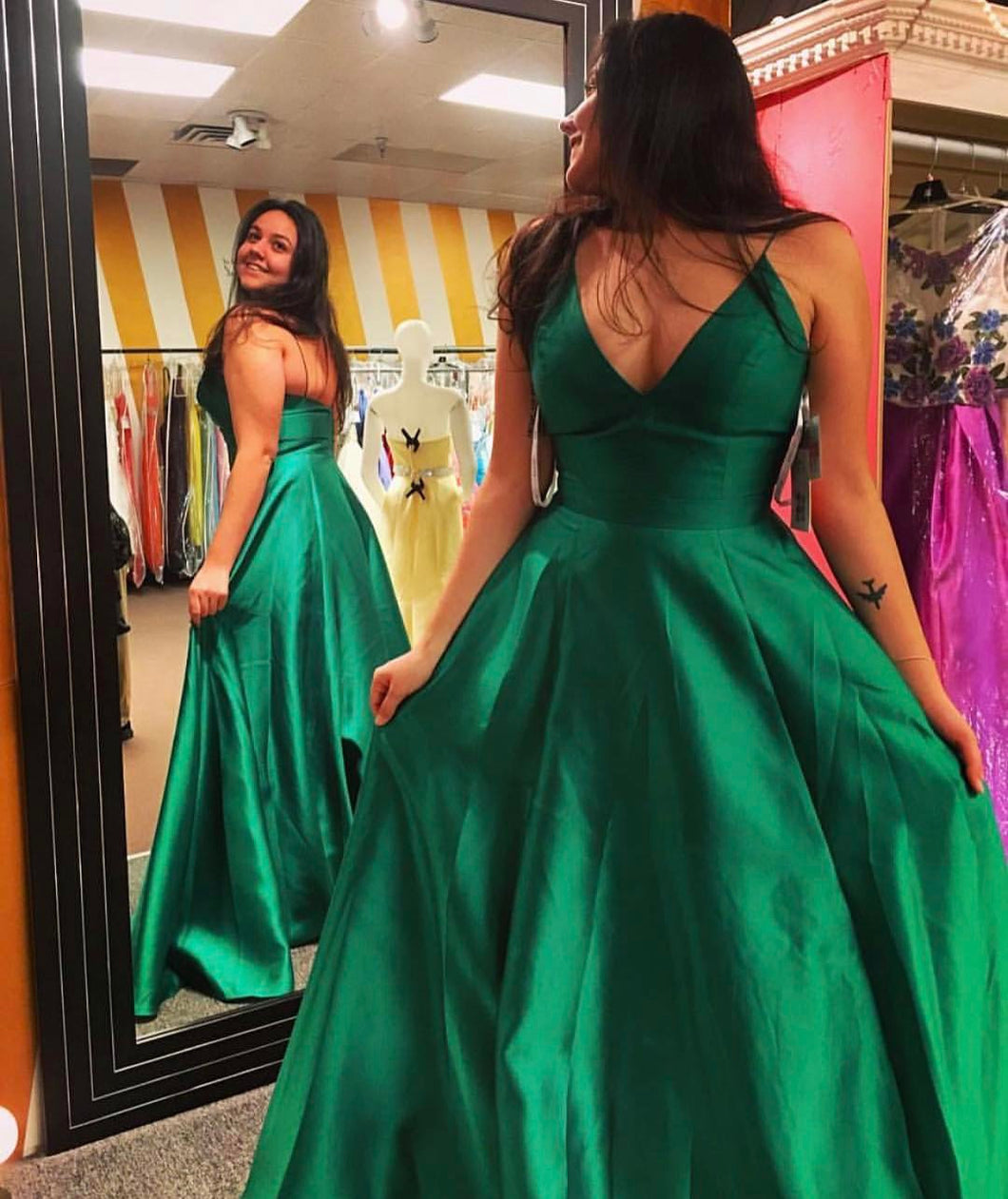 plus size green satin dress