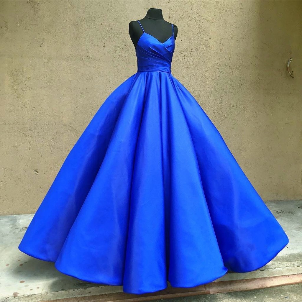 blue ball gown prom dress