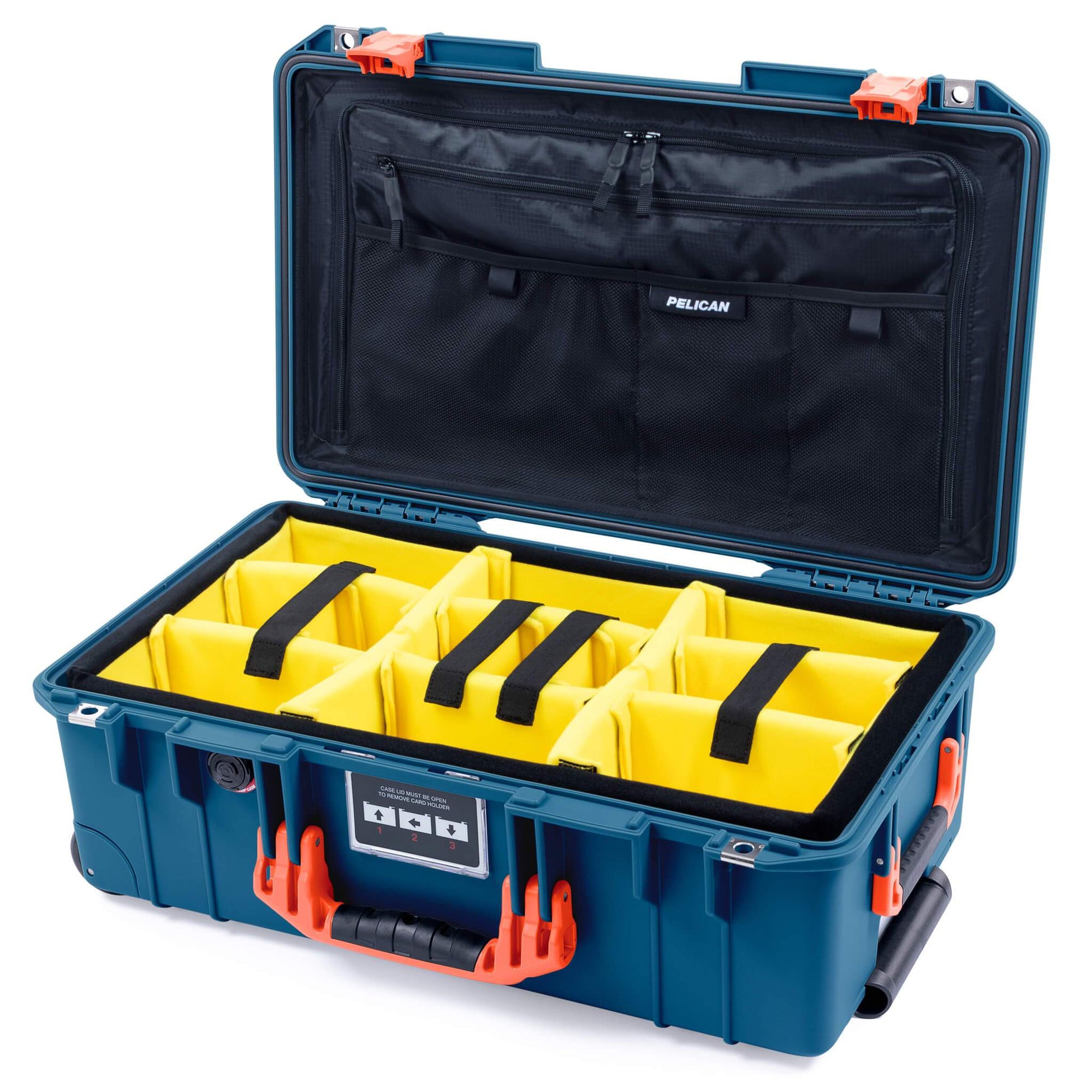 Pelican 1535 Air Case, Indigo with Orange Handles & Push-Button Latches