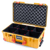 Pelican 1535 Air Case, Yellow with Orange Handles, Push-Button Latches & Trolley TrekPak Divider System with Convolute Lid Foam ColorCase 015350-0020-240-150-150