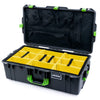 Pelican 1615 Air Case, Charcoal with Lime Green Handles & Latches Yellow Padded Microfiber Dividers with Mesh Lid Organizer ColorCase 016150-0110-520-300