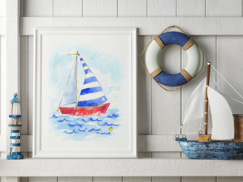 sailboat nursery print