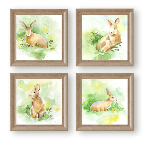 Woodland Bunny Rabbits Prints Set