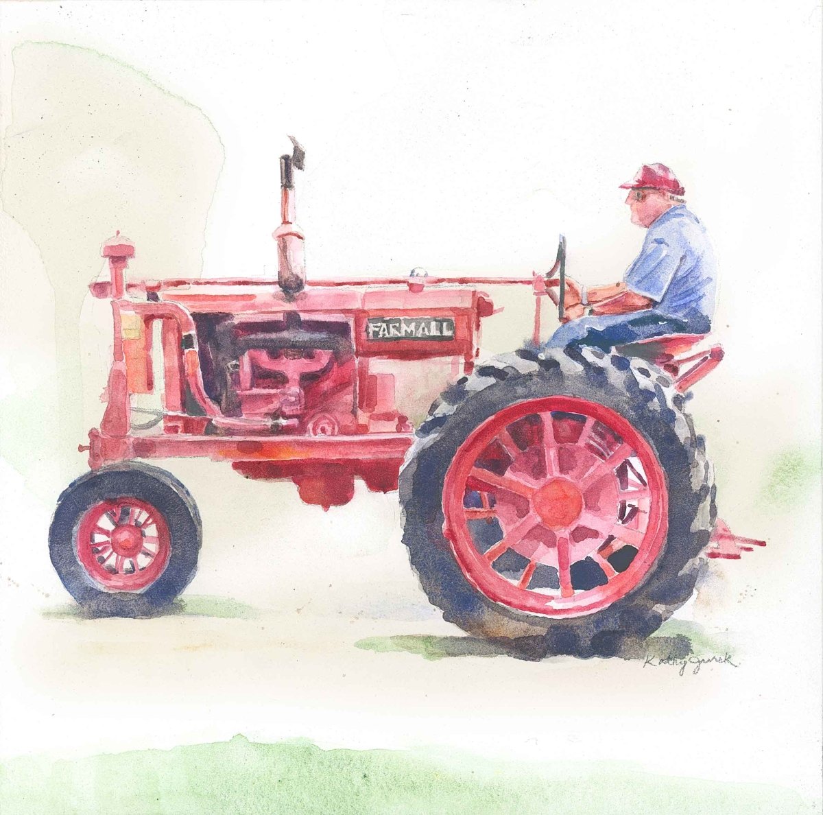 Old Red Tractor in watercolors | Socks