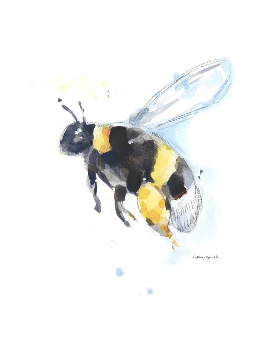 Bee, Watercolor Print,insect Art, Large Size, 11x14 Inches, Honey