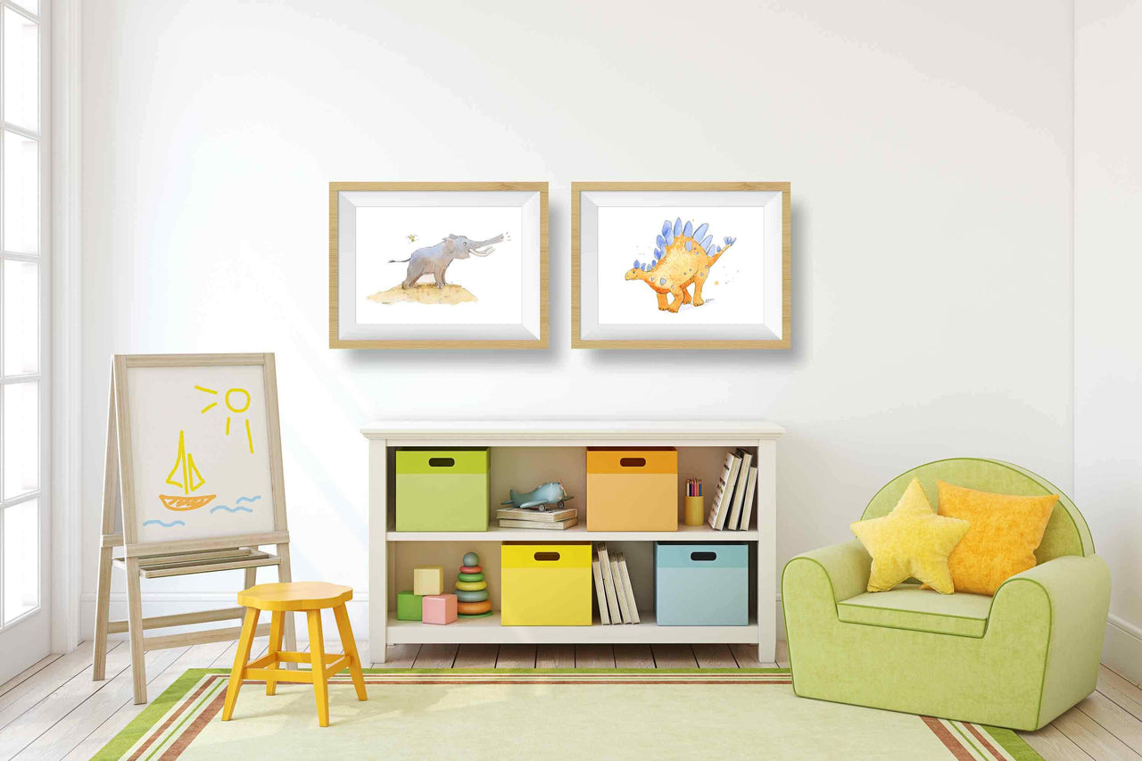 Buy Dinosaur Nursery Art Online | Orange Stegosaurus Print for Kids ...