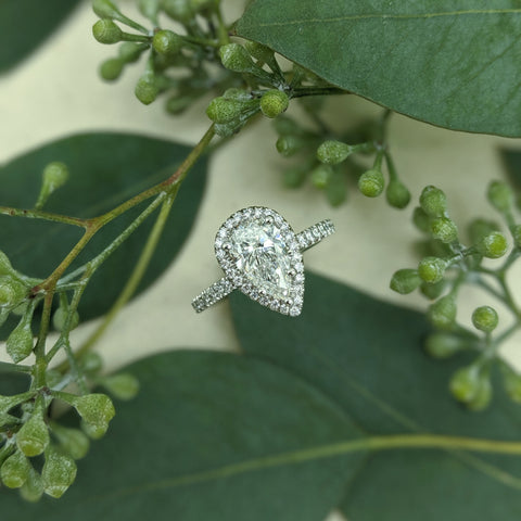 Christine Alaniz Designs - Pear Halo Diamond Engagement Ring