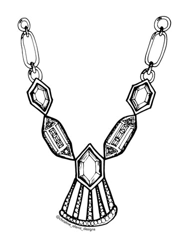 Christine Alaniz Designs - Art Deco Necklace Coloring Page