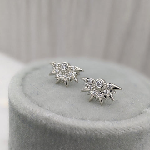 Christine Alaniz Designs - Custom Silver and Diamond Fan Earrings