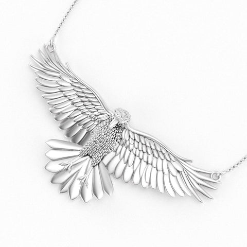 Christine Alainz Designs custom blackbird pendant final rendering in sterling silver