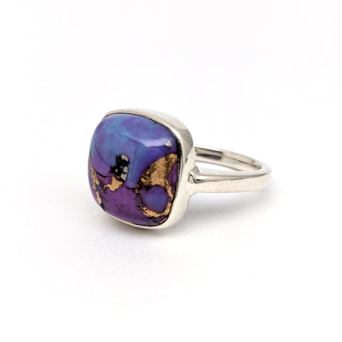 Christine Alaniz Designs custom sterling silver and purple turquoise bezel ring