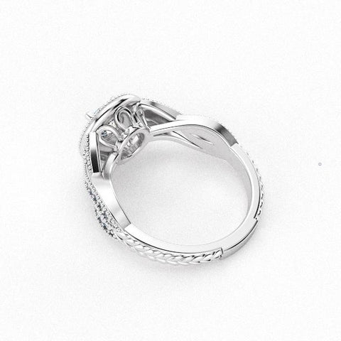 christine alaniz designs woven twist engagement ring with horseshoe filigree