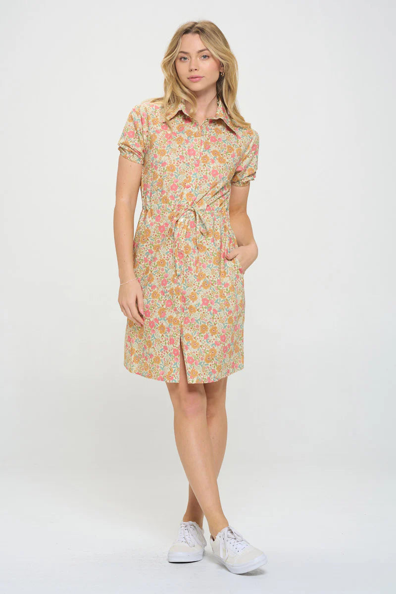 MARIGOLD PRINT BEIGE DRESS