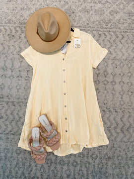 Soft Yellow Collared Button Down Dress