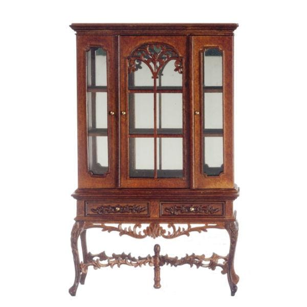 12th Scale Dolls House Furniture Display Cabinet Walnut Dolls