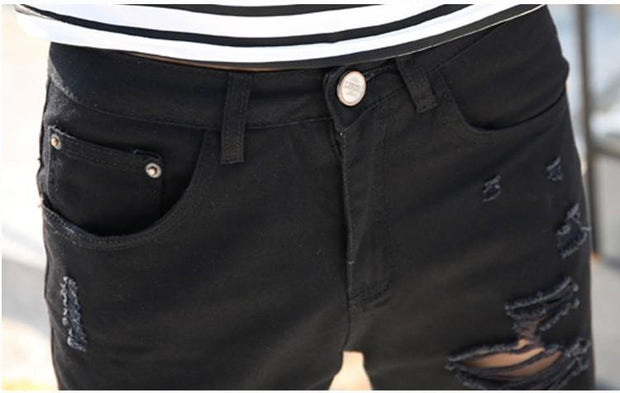 West Louis™ Knee Length Hole Jeans Shorts  - West Louis