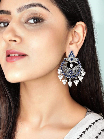 Details 142+ silver earrings for saree