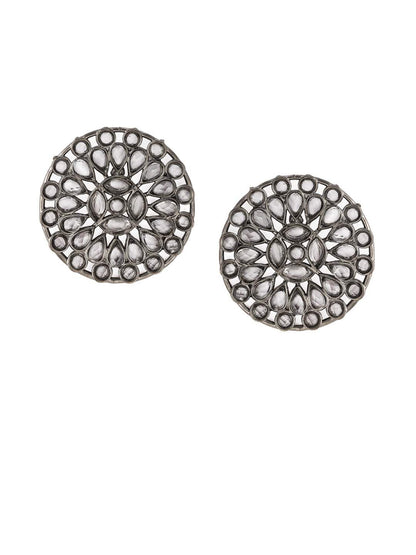 Fashion Oxidised Stone Stud Earring -Rubans