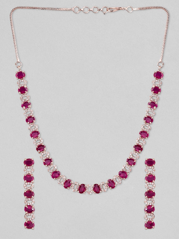 silver necklace with pink stone