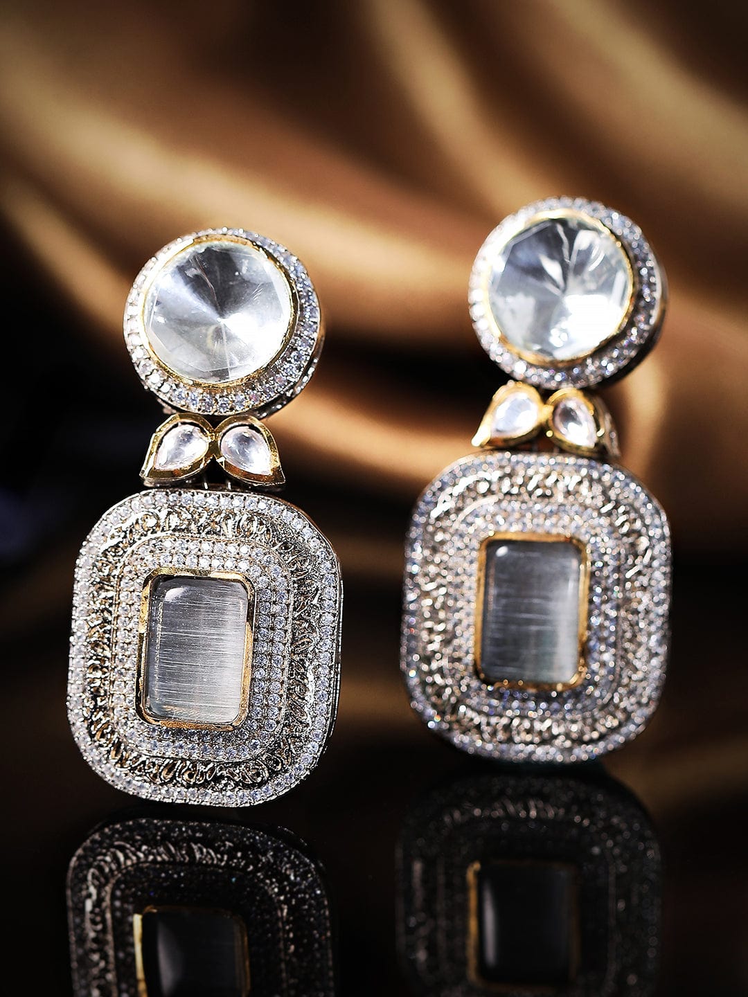 Buy GoldToned  Grey Earrings for Women by Priyaasi Online  Ajiocom
