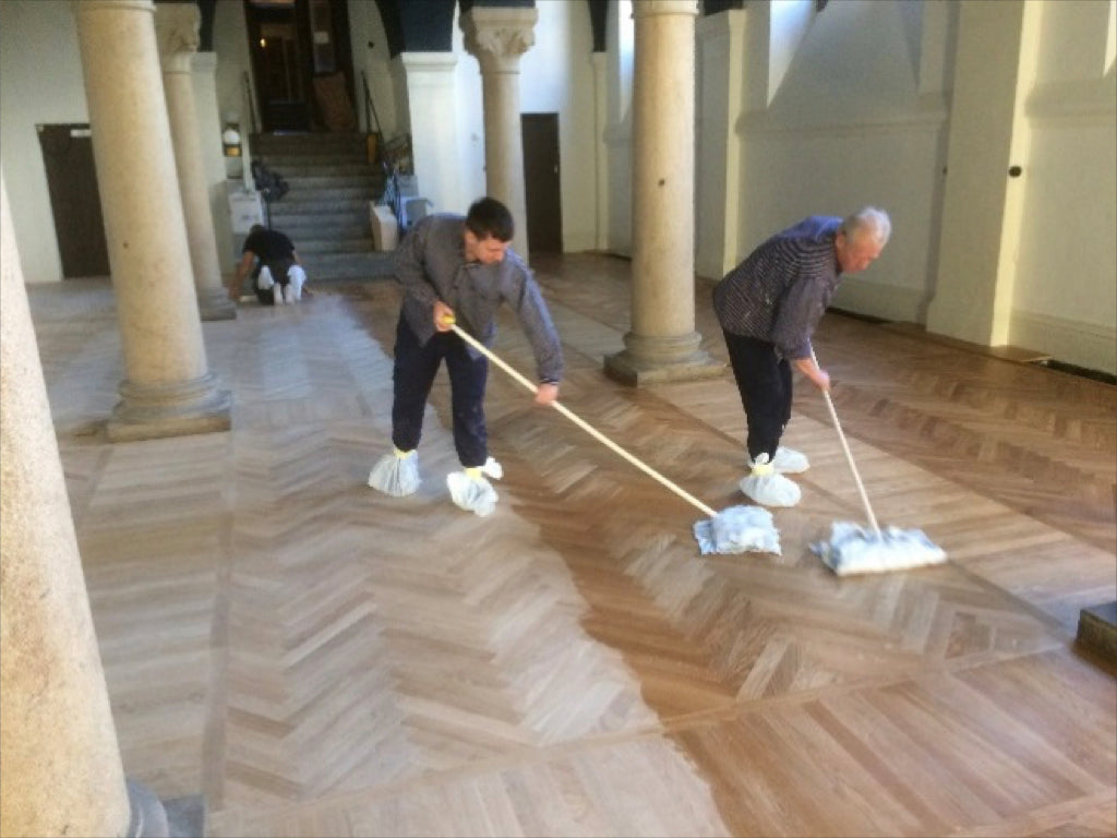 Allback Linseed Oil Wax on a 350-year-old wood floor at Lund University.