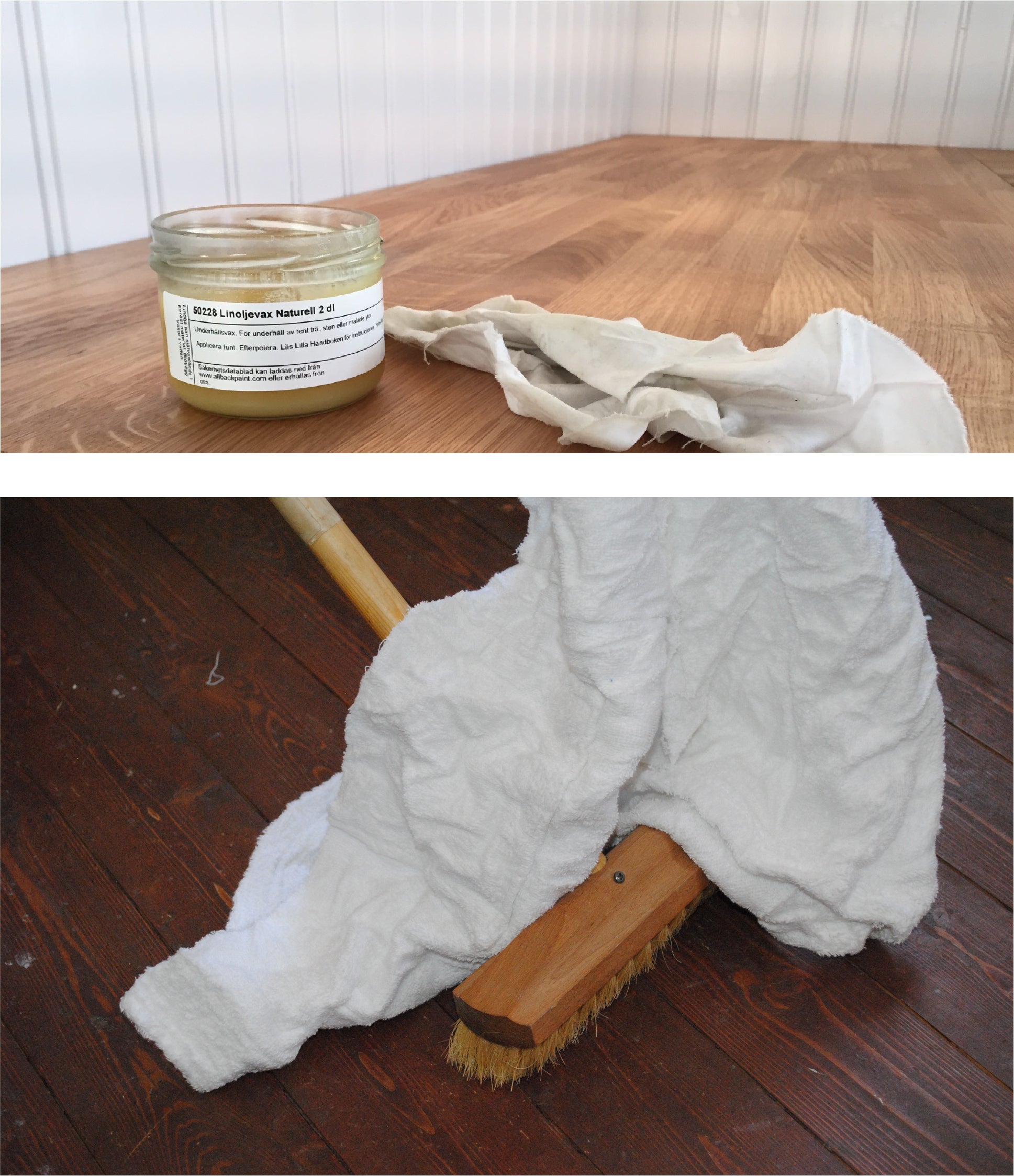 Linseed Oil Wax for counters or floors.